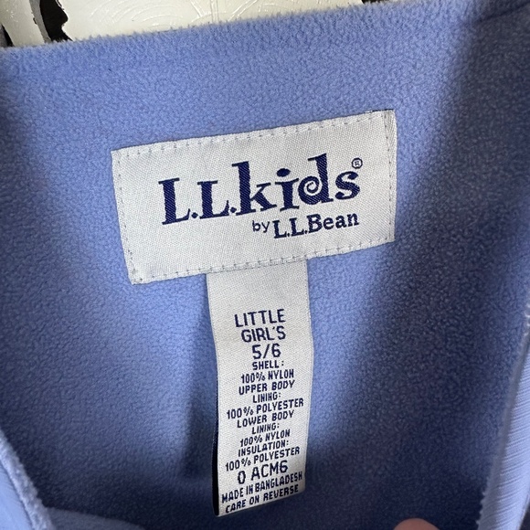 L.L. Bean Kids Insulated Waterproof SnowSuit Fleece Lined Girls 5/6 Light Blue - Picture 7 of 7